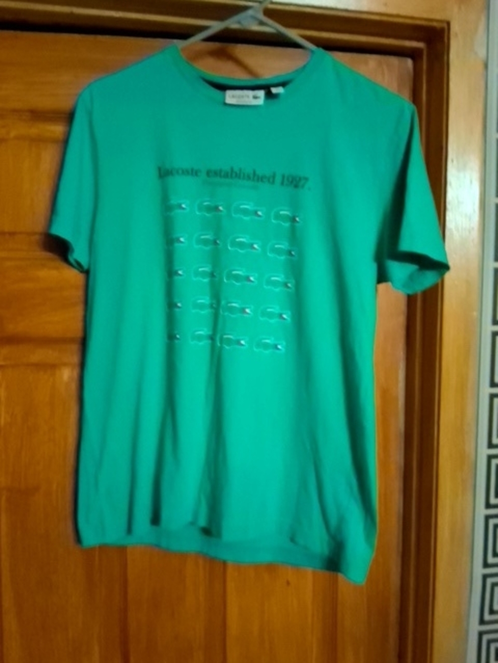 Lacoste Men's Teal Graphic Logo Short Sleeve Tee